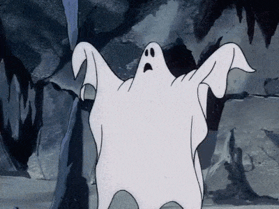 Schwebender Cartoon-Geist als GIF