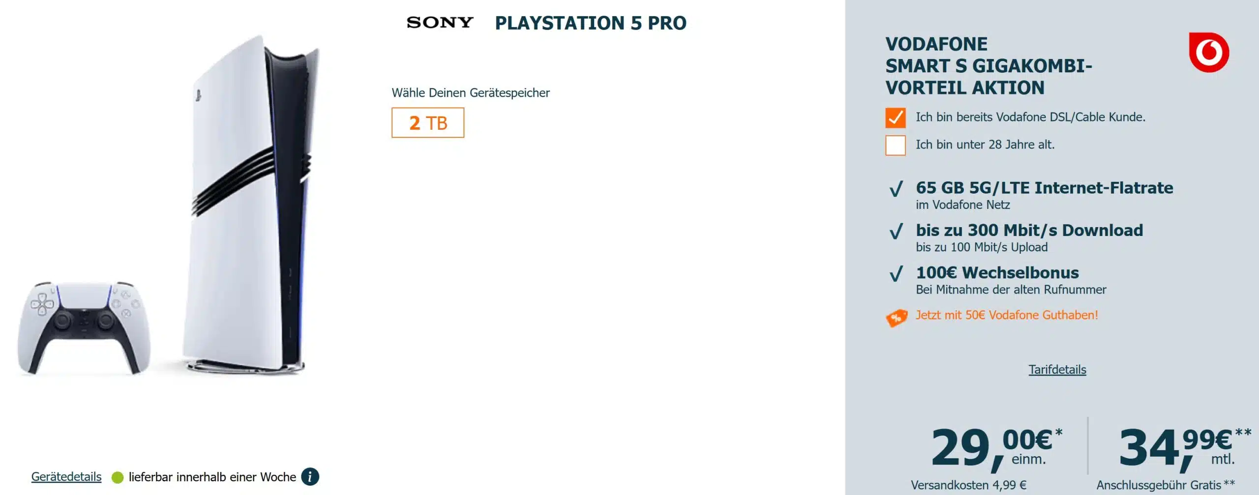 Tarif mit der Sony PlayStation 5 Pro als Zugabe bei LogiTel