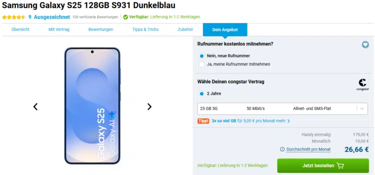 Samsung Galaxy S25 Handytarif