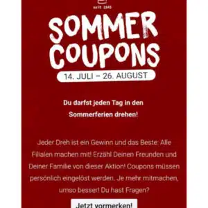 Backstube Essmann Sommer Coupons - jeden Tag einmal drehen