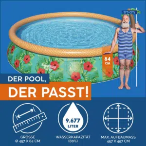 🌺 Bestway Fast Set Ø 457 x 84 cm Paradise Palms mit Filterpumpe für 79,99€ (statt 107€)