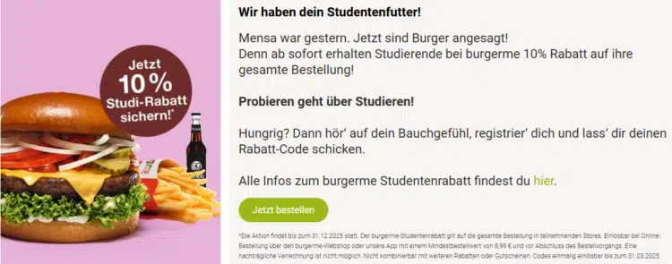 burgerme Studentenrabatt