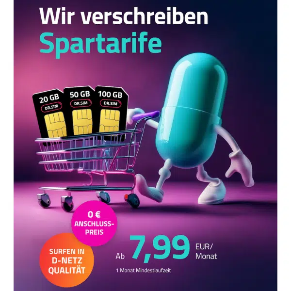 Thumbnail 💊 Vodafone-Netz: 20GB 5G/LTE Allnet für 7,99€ || 50GB für 9,99€ || 100GB für 14,99€ (auch als mtl. kündbar) - DR. SIM