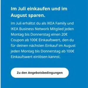 IKEA - für 100€ einkaufen & 20€ Gutschein erhalten (für Mitglieder)