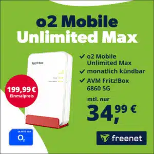 🔌 AVM FRITZ!Box 6860 5G + o2 Unlimited Max für 34,99€/Monat – mit cleverem Trick über 100€ beim Premium-Router sparen!