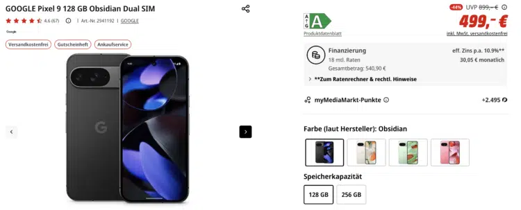 Google Pixel 9 bei Mediamarkt