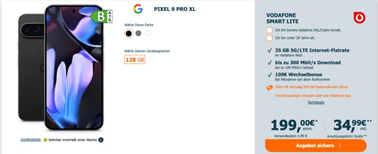 Google Pixel 9 Pro XL mit Vodafone Allnet Flat
