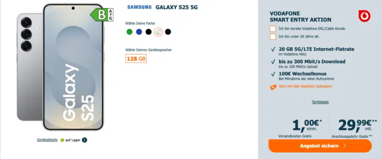 Samsung S25 mit Vodafone Allnet Flat