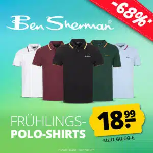 Thumbnail Ben Sherman Herren Polo-Shirts für je 18,99€ zzgl. Versand 👕 16 verschiedene Farben &amp; Modelle