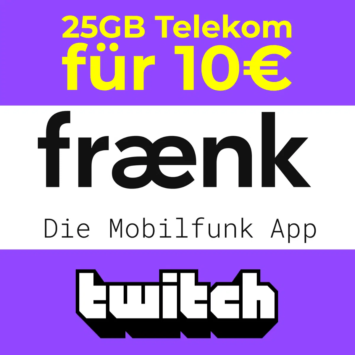 Thumbnail Handytarif Knaller auf Twitch 📲 mtl. kündbare 25GB 5G Telekom Allnet für 10€ oder direkt 50GB für 15€ (fraenk / congstar)