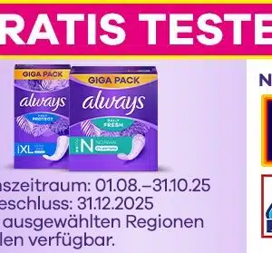 Always Slipeinlagen gratis testen *Aldi Nord oder Süd*