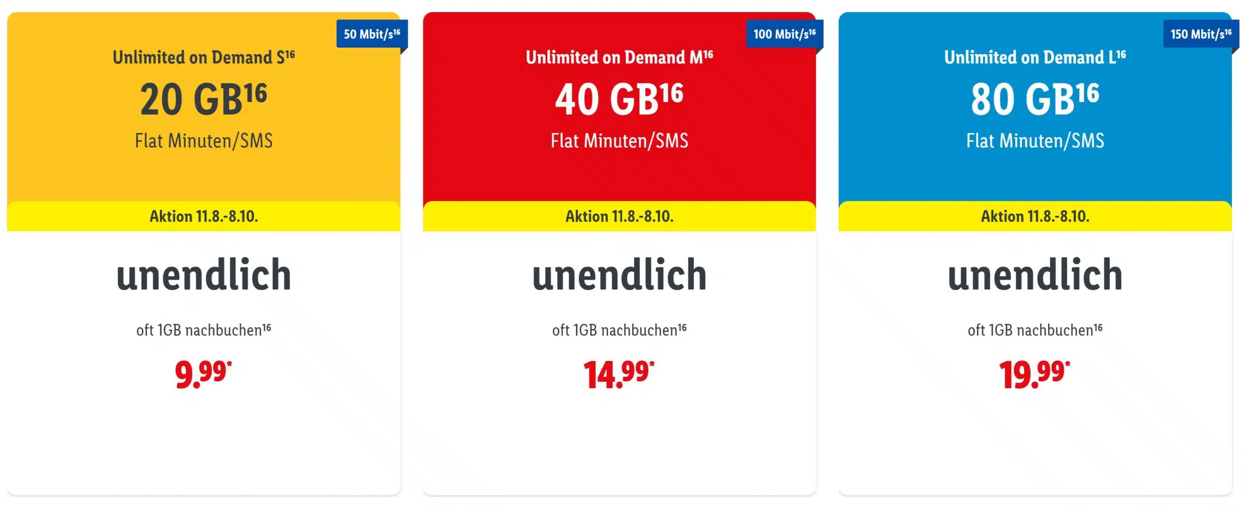 3 Unlimited Tarife bei LIDL Connect
