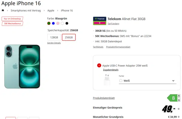 Apple iPhone 16 Handytarif