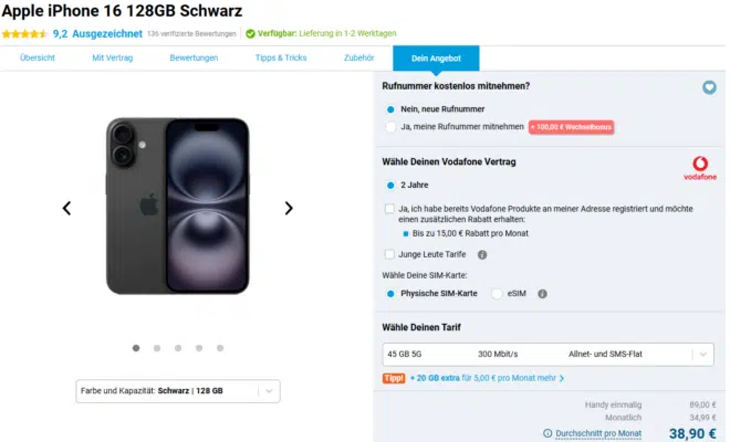 Apple iPhone 16 Handytarif
