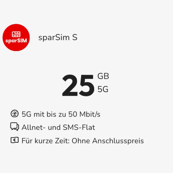 Thumbnail 📲 Die neuen 5G sparSIM Allnet-Flats bei Sparhandy im Vodafone-Netz - 15 GB für 4,99€, 25 GB für 6,99€ oder 45 GB für 9,99€ –  mtl. kündbar oder 24 Monate Laufzeit