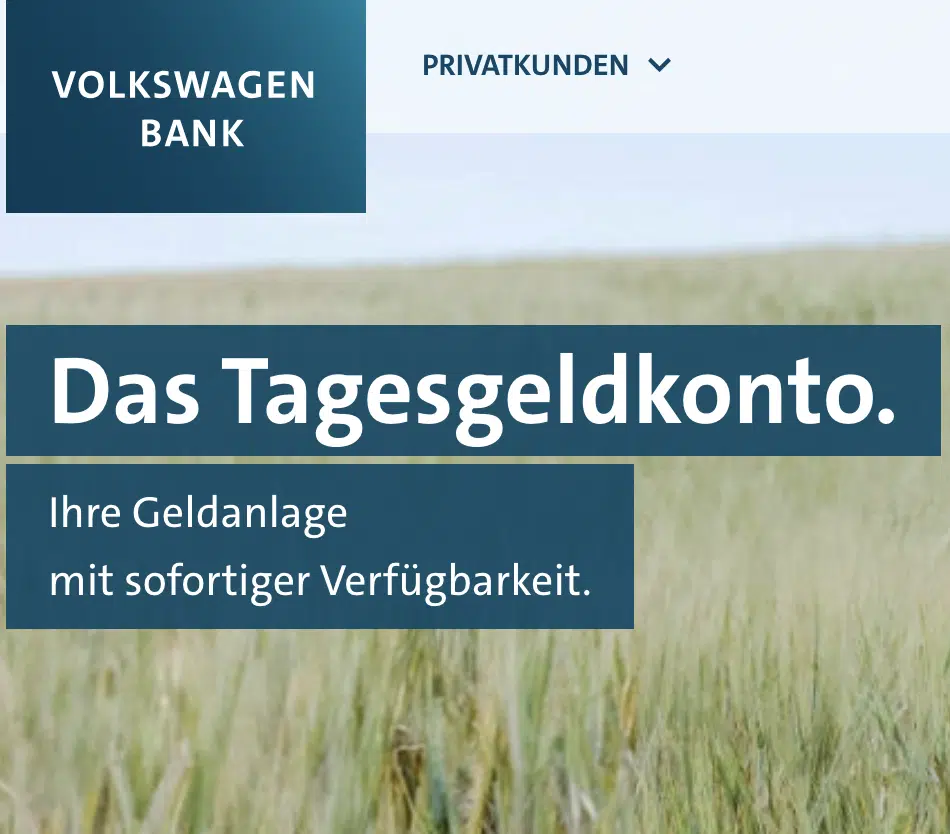 15€ Bonus: Das Tagesgeldkonto der Volkswagen Bank mit 2,3% Zinsen p.a.
