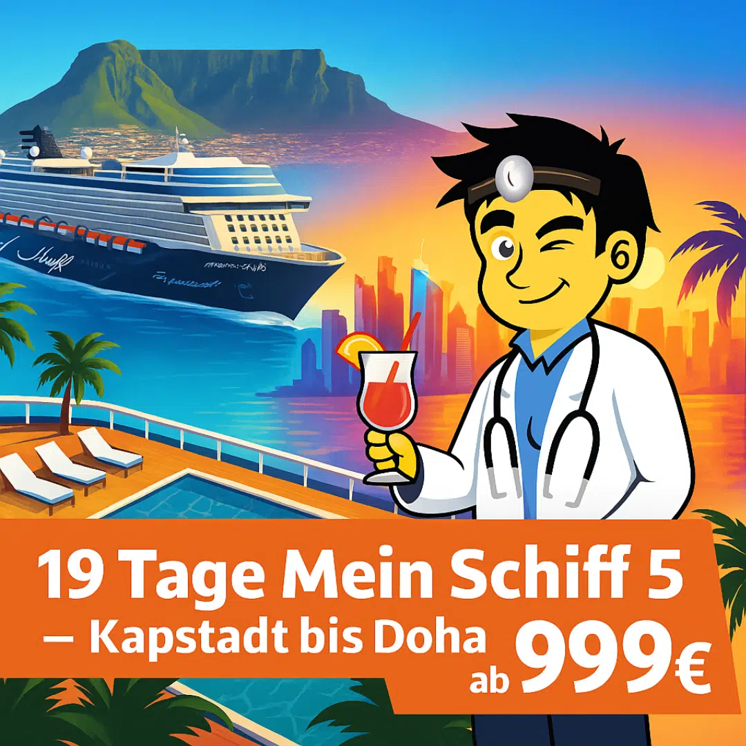 Thumbnail 🚢 19 Tage Mein Schiff 5: Kapstadt bis Doha inkl. All-Inclusive ab 999€