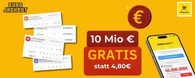 10 Mio € GRATIS statt 4,80€ bei Eurojackpot