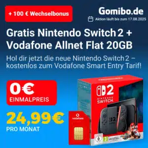 GRATIS: Nintendo Switch 2 + 25GB 5G/LTE Vodafone Allnet für 29,99€/Monat + 100€ Wechselbonus + 0,00€ Anschlussgebühr (Vodafone Smart Entry Spezial)