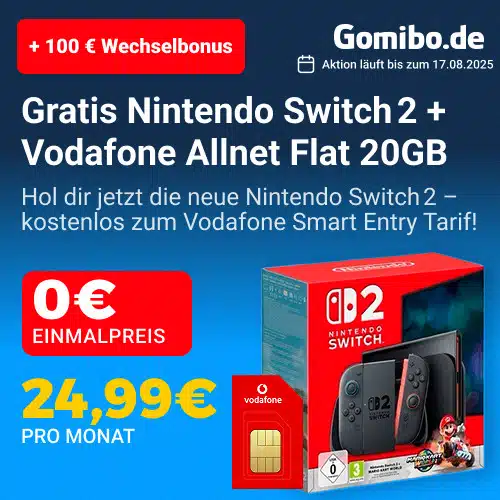 Thumbnail GRATIS: Nintendo Switch 2 + 25GB 5G/LTE Vodafone Allnet für 29,99€/Monat + 100€ Wechselbonus + 0,00€ Anschlussgebühr (Vodafone Smart Entry Spezial)