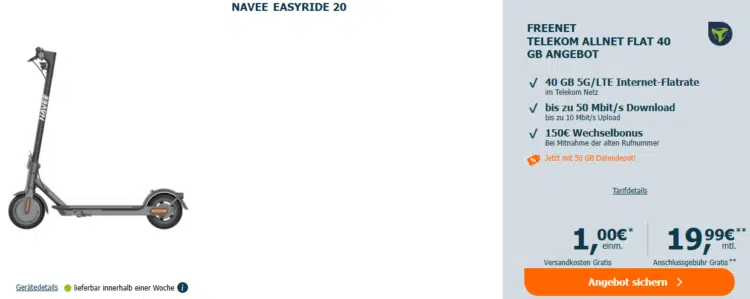 Navee Easyride 20 E-Scooter Handytarif