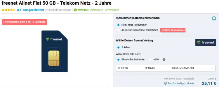 PS5 Slim Handyvertrag