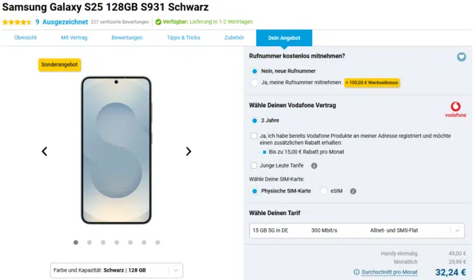 Samsung Galaxy S25 Handytarif