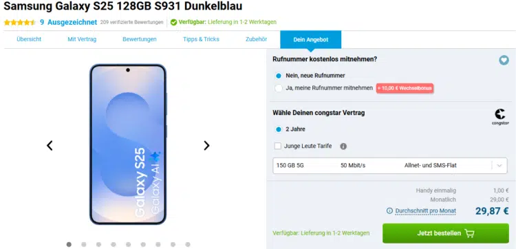 Samsung Galaxy S25 Tarif