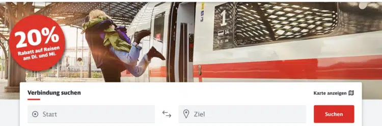 DB Super Sparpreis: 20% Extra-Rabatt auf Fahrten am Di / Mi bis 10.12.