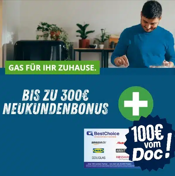 Thumbnail 🚨 Gas bei GASAG mit 100€ Bonus vom Doc plus lokal bis zu 300€ Neukundenbonus