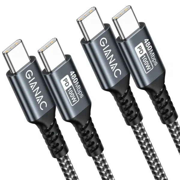 Thumbnail 2x GIANAC 100W USB-C auf USB-C Kabel für 5,16€ (statt 9€)