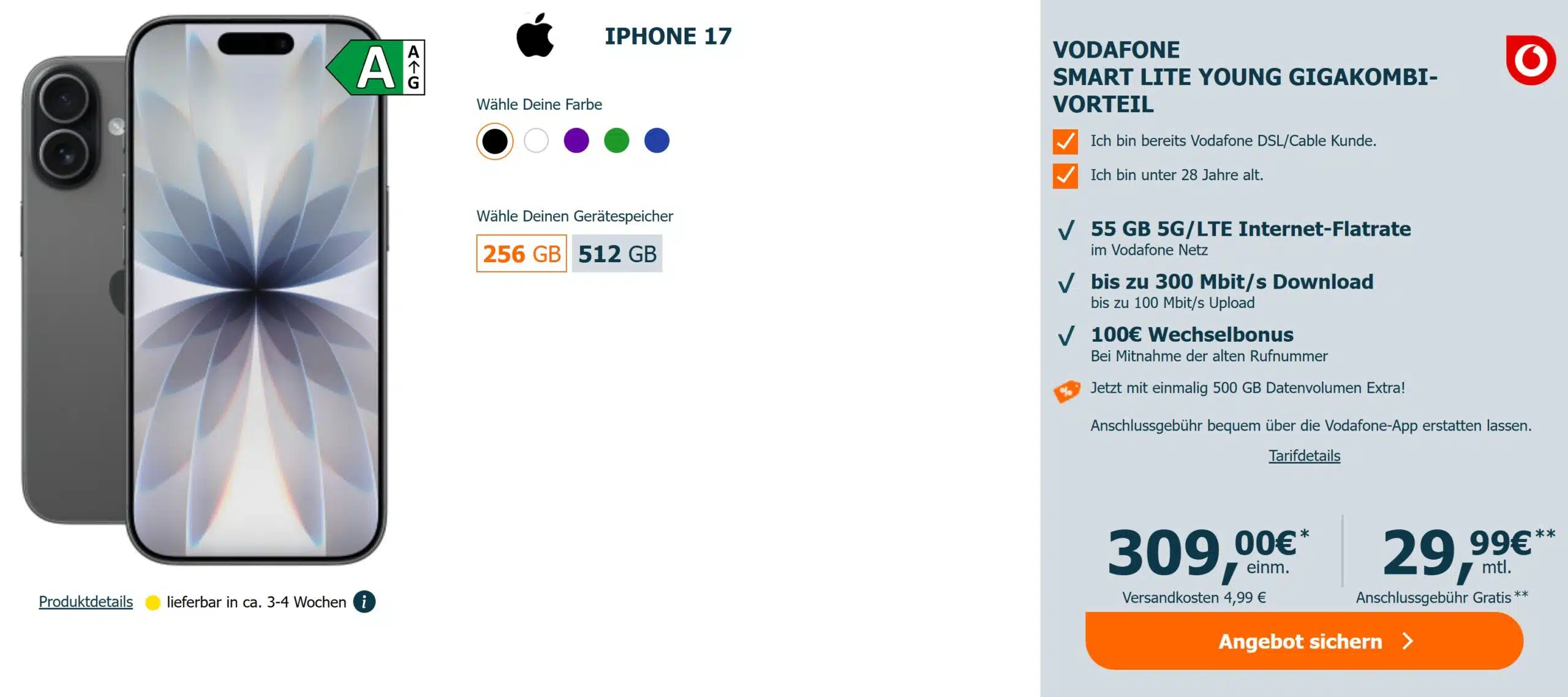 Apple iPhone 17 mit Vodafone-Vertrag bei LogiTel