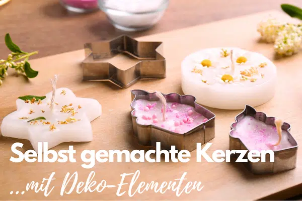 Kerzen selbstgemacht mit Blumendeko