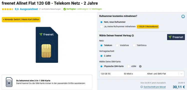 Nintendo Switch 2 Handytarif