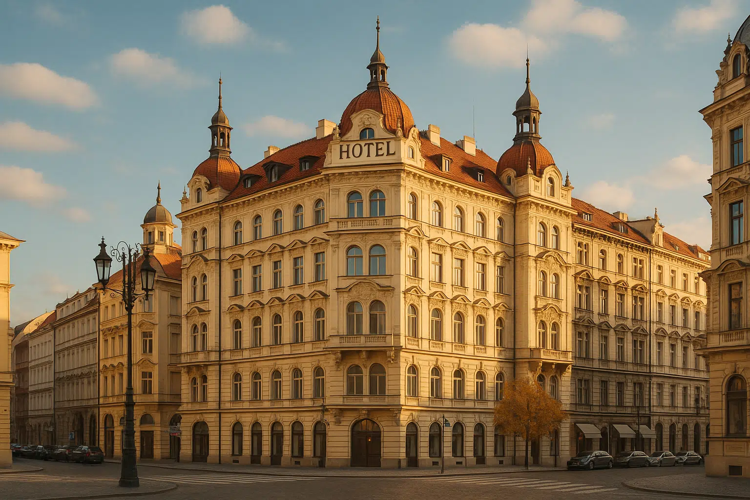 Ein KI-generiertes Bild eines Hotels in Prag.