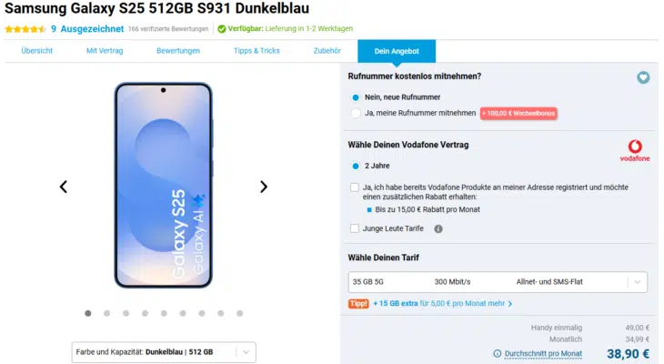 Samsung Galaxy S25 Handytarif
