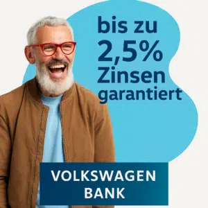 Thumbnail Tagesgeld Alternative: Bis zu 2,5% Zinsen mit Volkswagenbank Plus Sparbrief (bei Laufzeit von 5 Jahren)