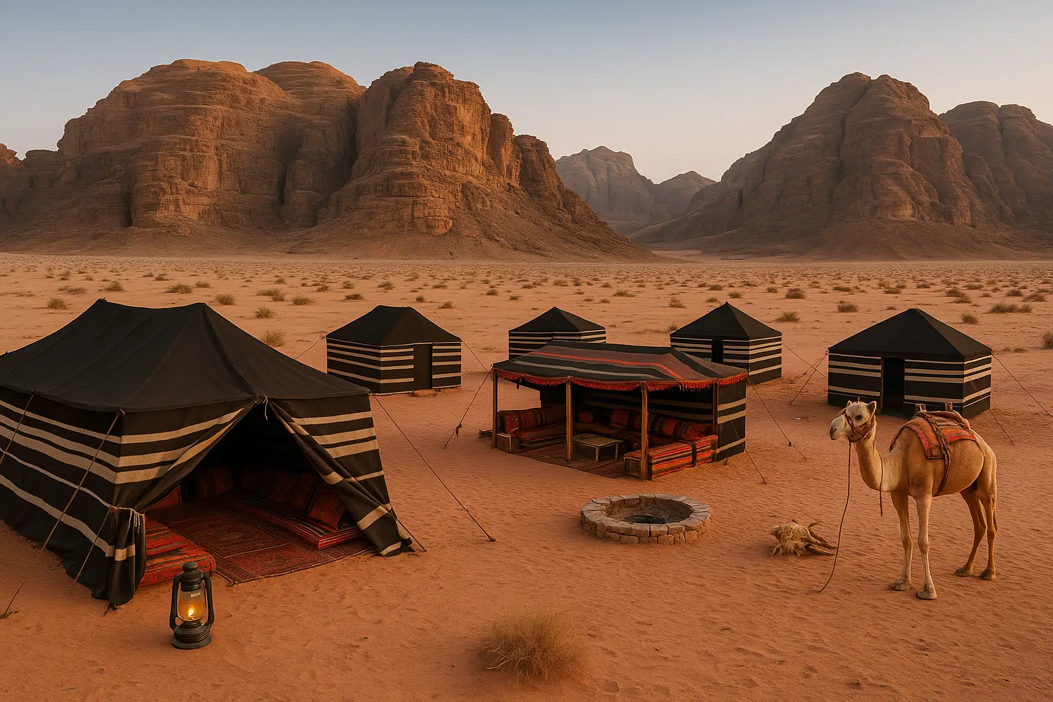 KI-generiertes Bild zu einem Wüstencamp in Jordanien.