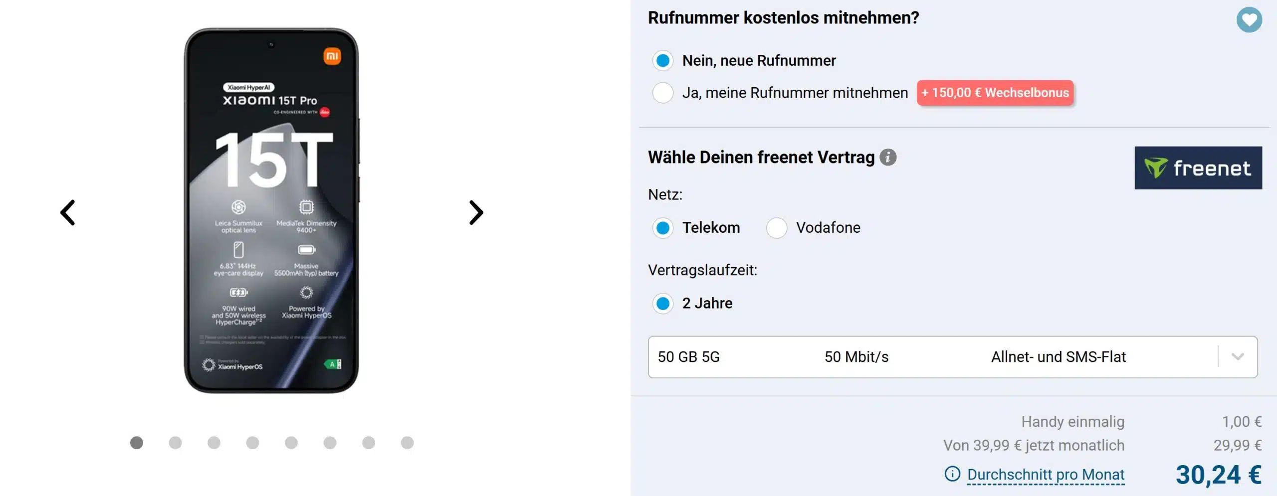 Handytarif bei Gomibo mit dem Xiaomi 15T Pro