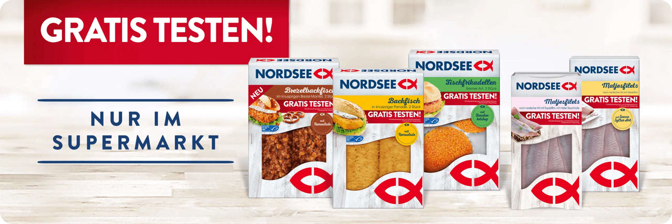 NORDSEE Produkte, die an der gratis testen Aktion teilnehmen