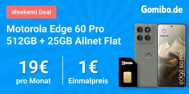 Motorola Edge 60 Pro (512GB) für 1€ + 25GB LTE/5G Telekom Allnet für 19€/Monat + 10€ Wechselbonus (congstar Allnet Flat S)