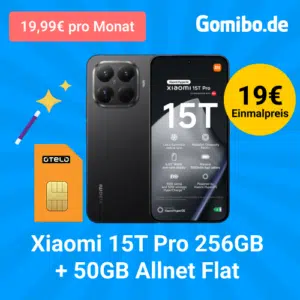 Thumbnail Eff. GRATIS + 98€ Ersparnis: Xiaomi 15T Pro (256GB) für 19€ + 50GB LTE/5G Allnet für 19,99€/Monat + 10€ Wechselbonus (Otelo Allnet-Flat Classic)