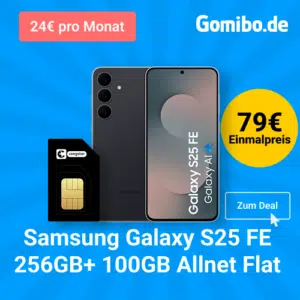 Thumbnail Samsung Galaxy S25 FE für 19€ + 100GB 5G/LTE Congstar Allnet für 29€/Monat + 10€ Wechselbonus (Congstar Allnet Flat M)