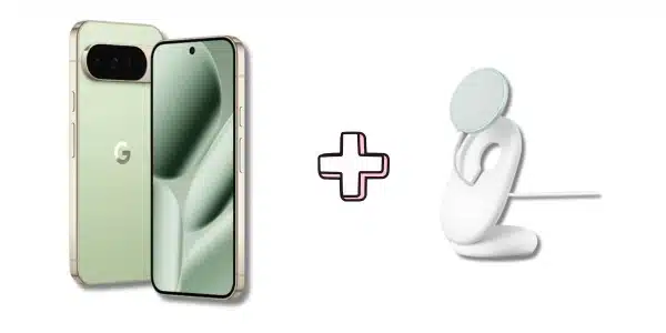 Google Pixel 10 Pro XL in Jade plus Pixelsnap Ladegerät mit Standhalterung
