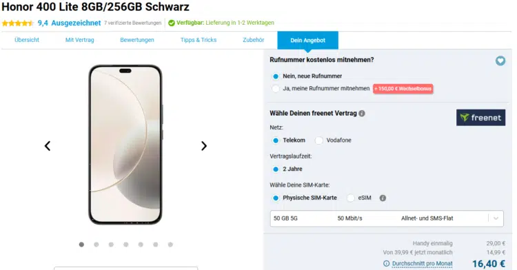 Honor 400 Lite Handytarif