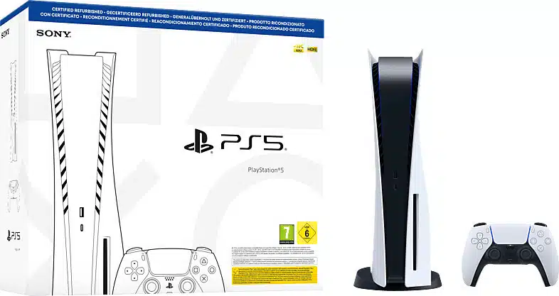 PlayStation 5 mit Packung und einem Controller