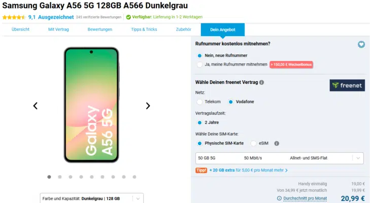 Samsung Galaxy A56 Handytarif