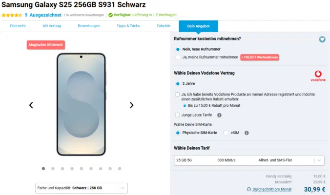 Samsung Galaxy S25 Handytarif