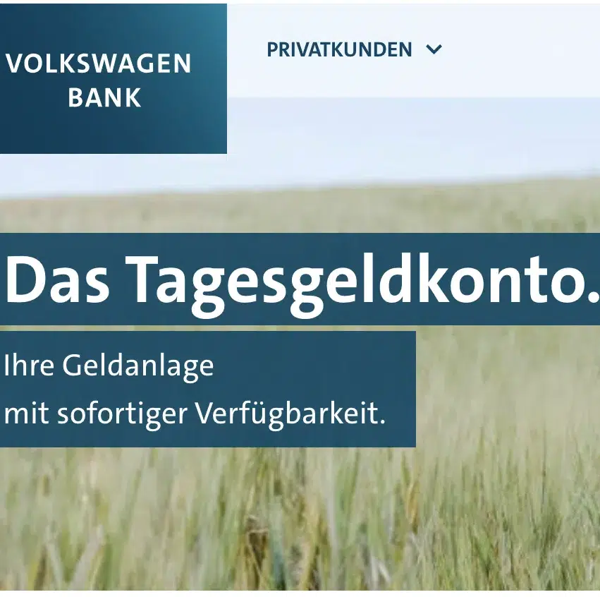 15€ Bonus: Das Tagesgeldkonto der Volkswagen Bank mit 3,10% Zinsen p. a.