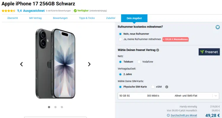 iPhone 17 Handyvertrag